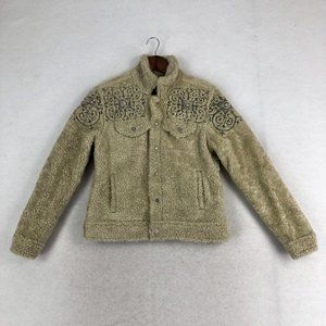Lucky Brand Women's Size Small Beige Faux Fur Long Sleeve Sherpa Teddy Jacket